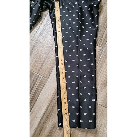 RSVP By Talbots Pants Women 14 Black Allover Swan Print Dress High-Rise Straight - Picture 8 of 15